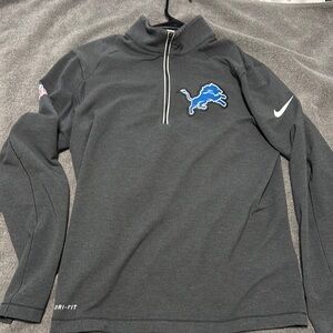 Nike Dark Gray Half-Zip Sweatshirt with Detroit Lions Emblem